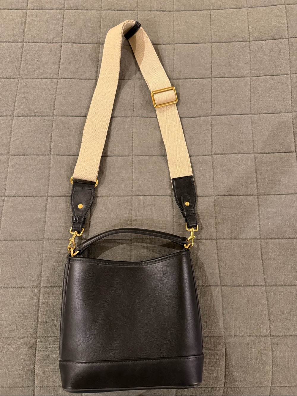 Mango Black Crossbody with Cream Strap